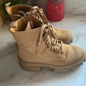 Steve Madden brand Beige Lace-Up Combat Boots